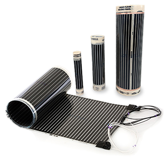 Rolls of thin film heating elements.
