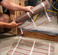 Making turns with a floor heating mat.